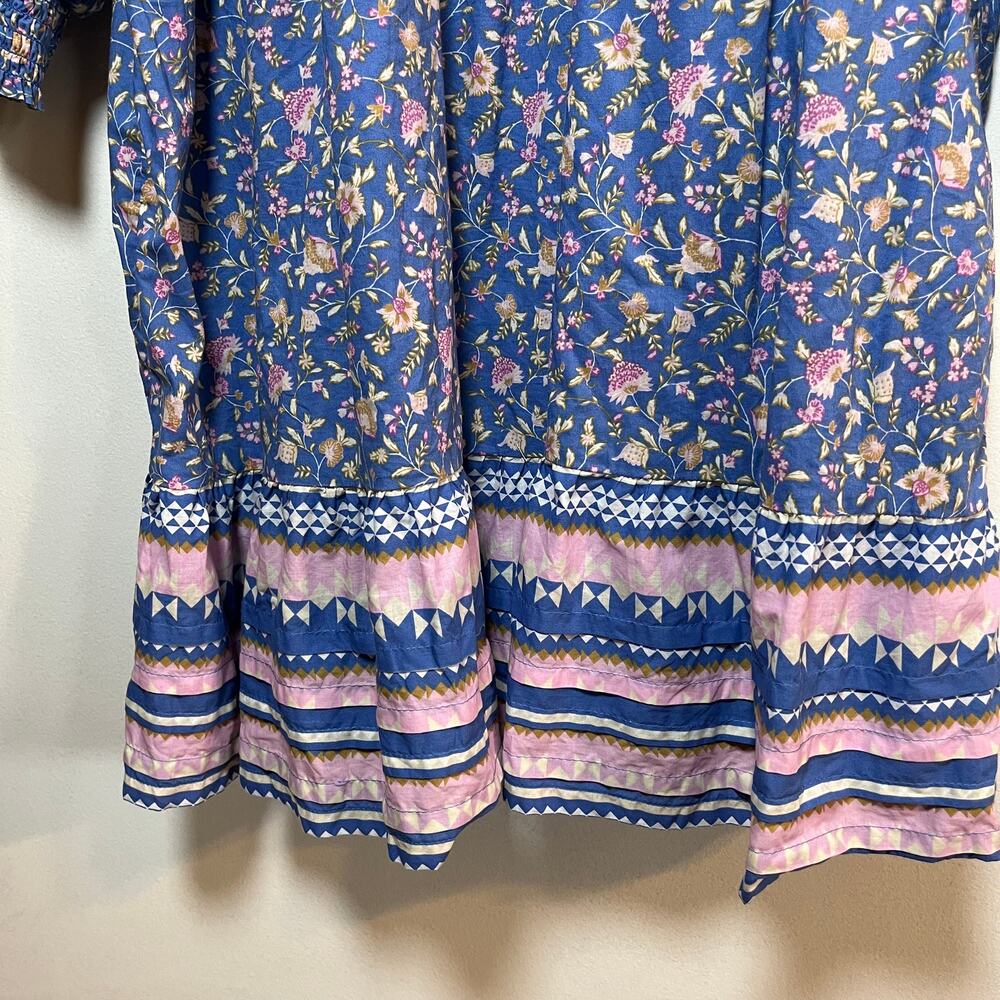 Wonderly Peasant Midi Dress Blue Floral Size 2X Cottage Boho Romantic XXL Ruffle - Picture 9 of 10